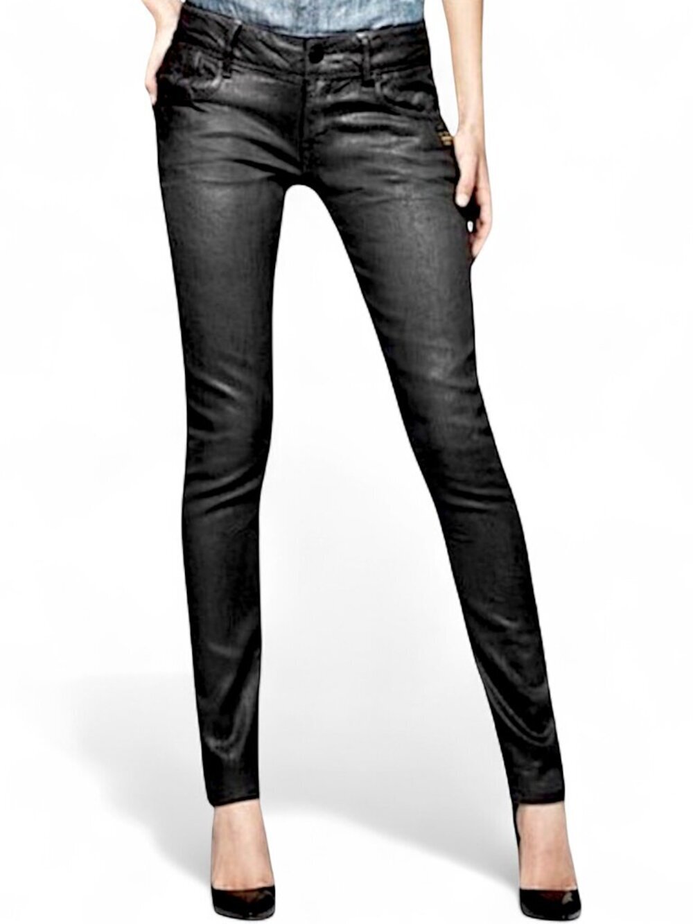 G-Star Jeans Fender Skinny Concrete Wash Gray Coated Wax Stretch NWT New Size 25